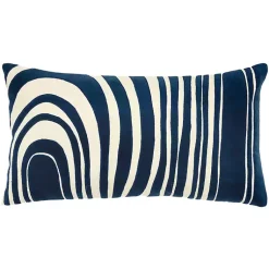 Pillows>Kirklands Home Navy and Natural Wave Lumbar Pillow