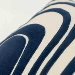 Pillows>Kirklands Home Navy and Natural Wave Lumbar Pillow