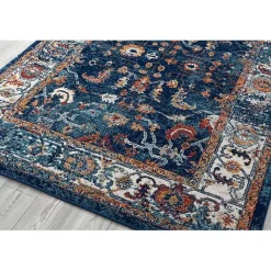 Kirklands Home Navy and Orange Bordered Runner, 2x6 Blue Outlet