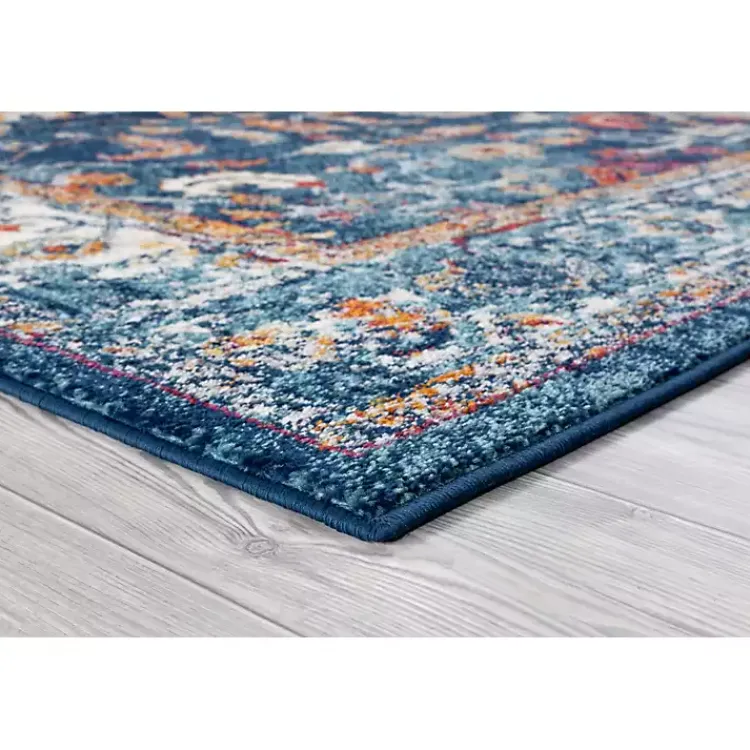 Kirklands Home Navy and Orange Bordered Runner, 2x6 Blue Outlet