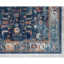 Kirklands Home Navy and Orange Bordered Runner, 2x6 Blue Outlet