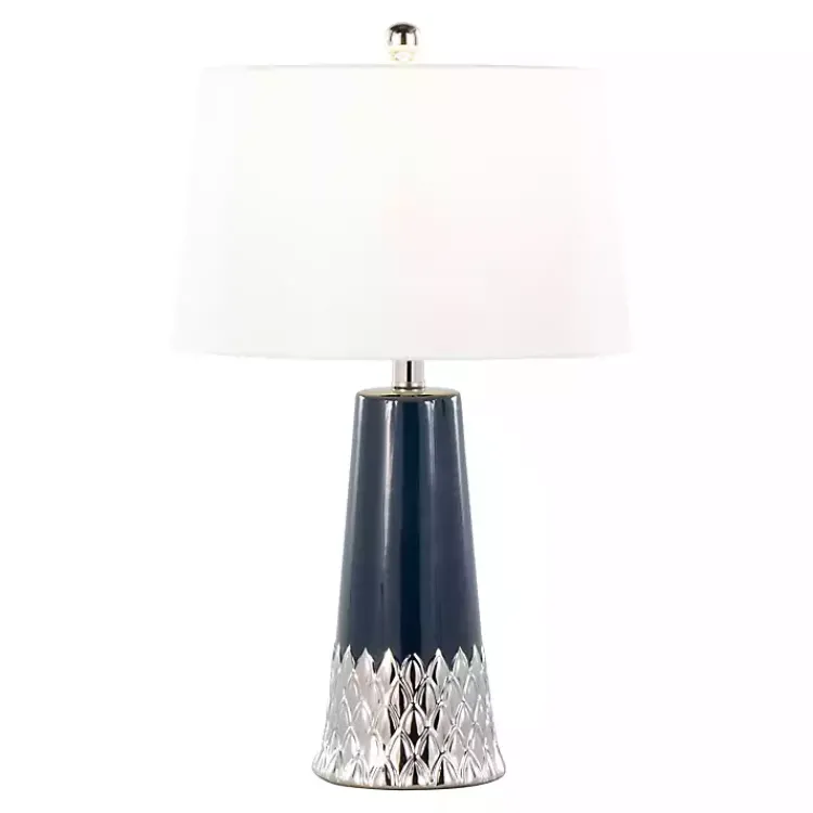 Kirklands Home Navy and Silver Piper Table Lamp White Discount