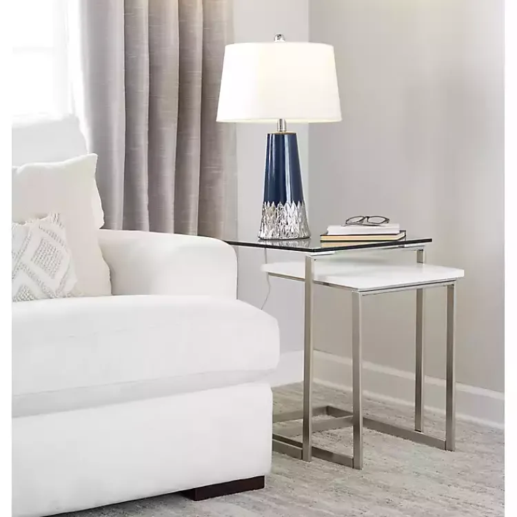 Kirklands Home Navy and Silver Piper Table Lamp White Discount