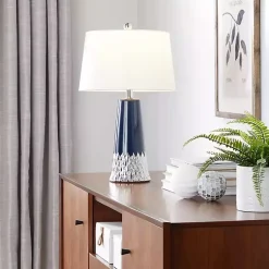 Kirklands Home Navy and Silver Piper Table Lamp White Discount