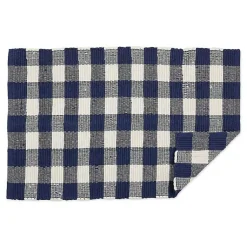 Kirklands Home Navy and White Buffalo Check Accent Rug Blue