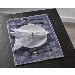 Kirklands Home Navy and White Decorative Placemats, Set of 4 Blue Clearance