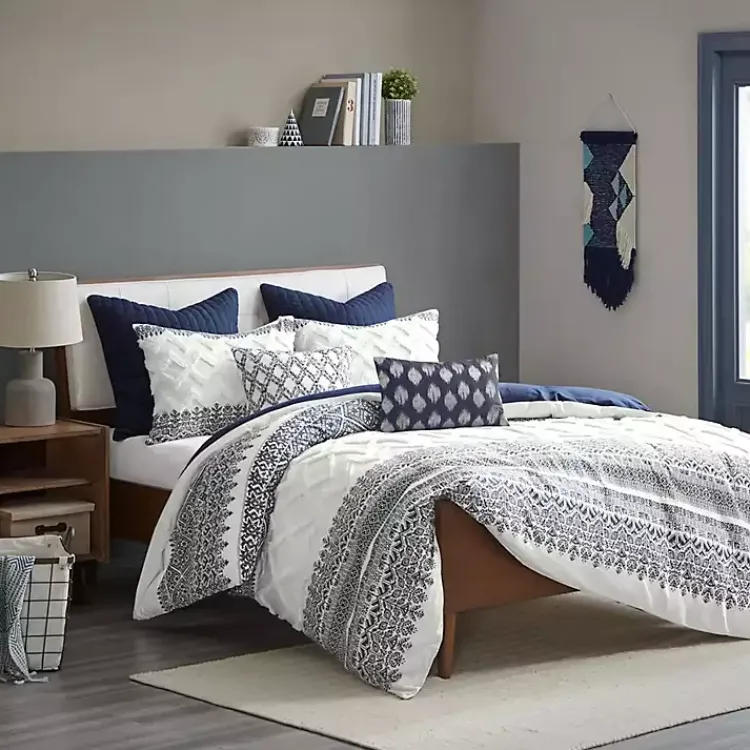 Kirklands Home Navy and White 3-pc. California King Duvet Set Sale