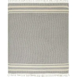 Blankets & Throws>Kirklands Home Navy and White Stripes Cotton Throw