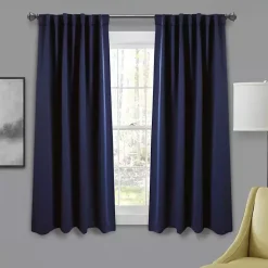 Kirklands Home Navy Back Tab Blackout Curtain Panel Set, 63 in. Blue Clearance
