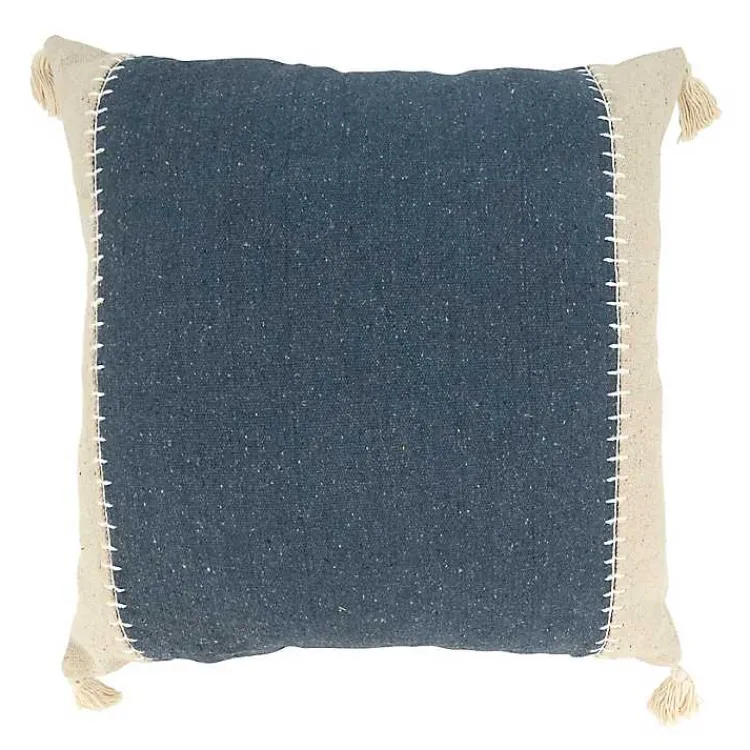 Pillows>Kirklands Home Navy Banded Whipstitch Pillow Blue