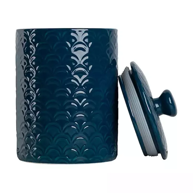 Kirklands Home Navy Atlantic Ceramic Canisters, Set of 3 Blue New