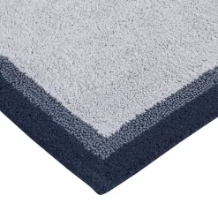 Kirklands Home Navy Border Cotton Bath Mat, 20x30 Blue Outlet