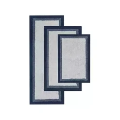 Kirklands Home Navy Border Cotton Bath Mat, 27x45 Blue New