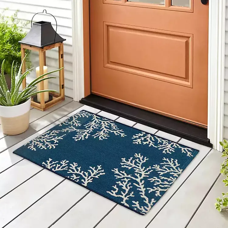 Kirklands Home Navy Blue Coral Indoor/Outdoor Rug, 2x3 Outlet