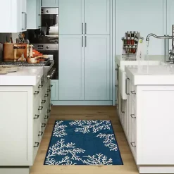 Kirklands Home Navy Blue Coral Indoor/Outdoor Rug, 2x3 Outlet