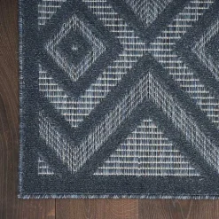 Kirklands Home Navy Diamond Indoor/Outdoor Area Rug, 4x6 Blue New
