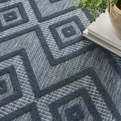 Kirklands Home Navy Diamond Indoor/Outdoor Area Rug, 4x6 Blue New