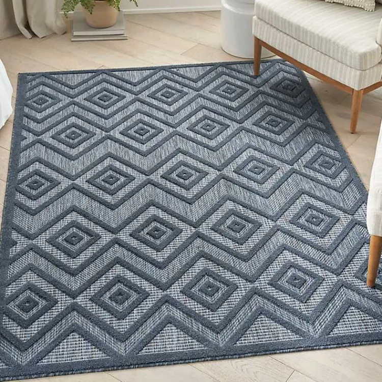 Kirklands Home Navy Diamond Indoor/Outdoor Area Rug, 5x7 Blue Best