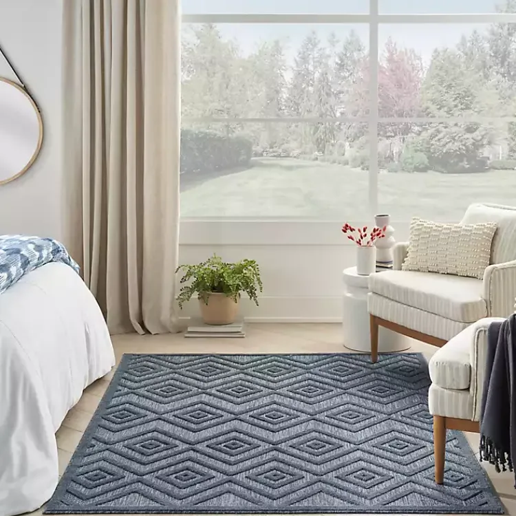 Kirklands Home Navy Diamond Indoor/Outdoor Area Rug, 5x7 Blue Best