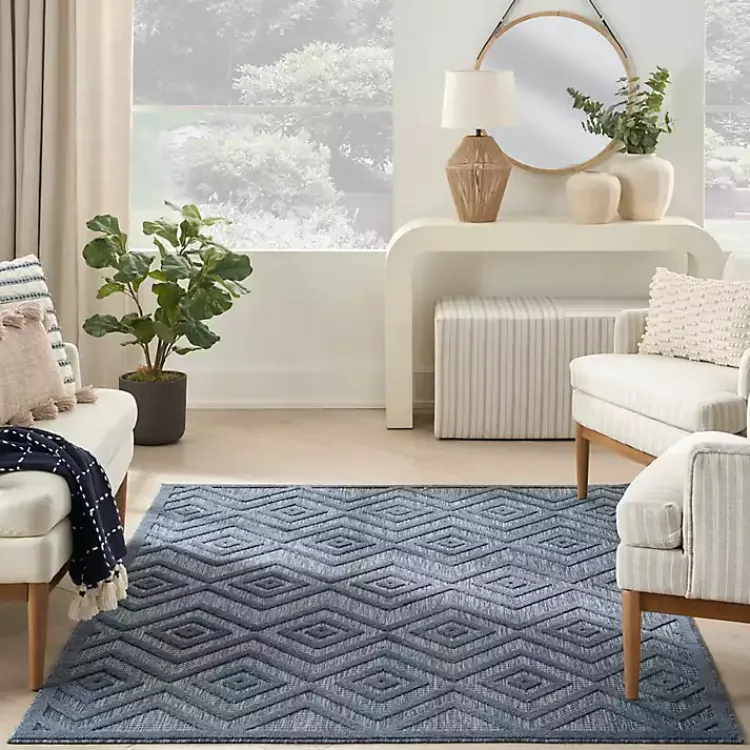 Kirklands Home Navy Diamond Indoor/Outdoor Area Rug, 5x7 Blue Best