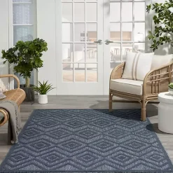 Kirklands Home Navy Diamond Indoor/Outdoor Area Rug, 5x7 Blue Best