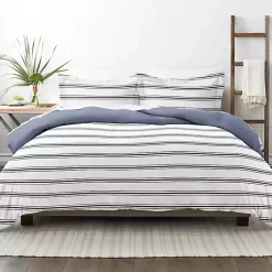 Kirklands Home Navy Blue Echo Stripe 3-pc. Queen Duvet Cover Set Discount