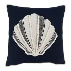 Pillows>Kirklands Home Navy Embroidered Shell Throw Pillow Blue