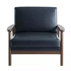 Kirklands Home Navy Faux Leather Ambon Accent Chair Blue Online