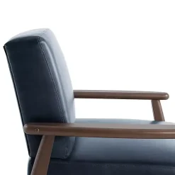 Kirklands Home Navy Faux Leather Ambon Accent Chair Blue Online