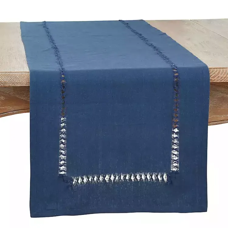 Kirklands Home Navy Hemstitch Table Runner Blue