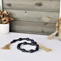 Decorative Accents>Kirklands Home Navy Oval Bead Wood Garland Blue