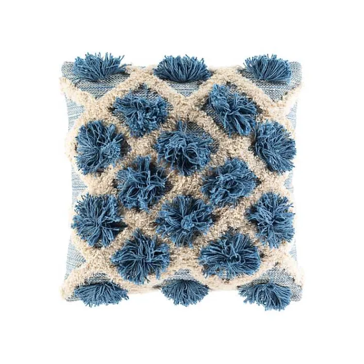 Pillows>Kirklands Home Navy Pom Pom Pillow Blue
