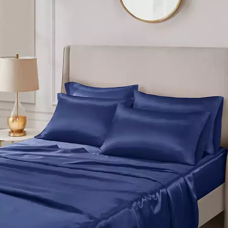 Kirklands Home Navy Satin 6-pc. Full Sheet Set Blue Discount