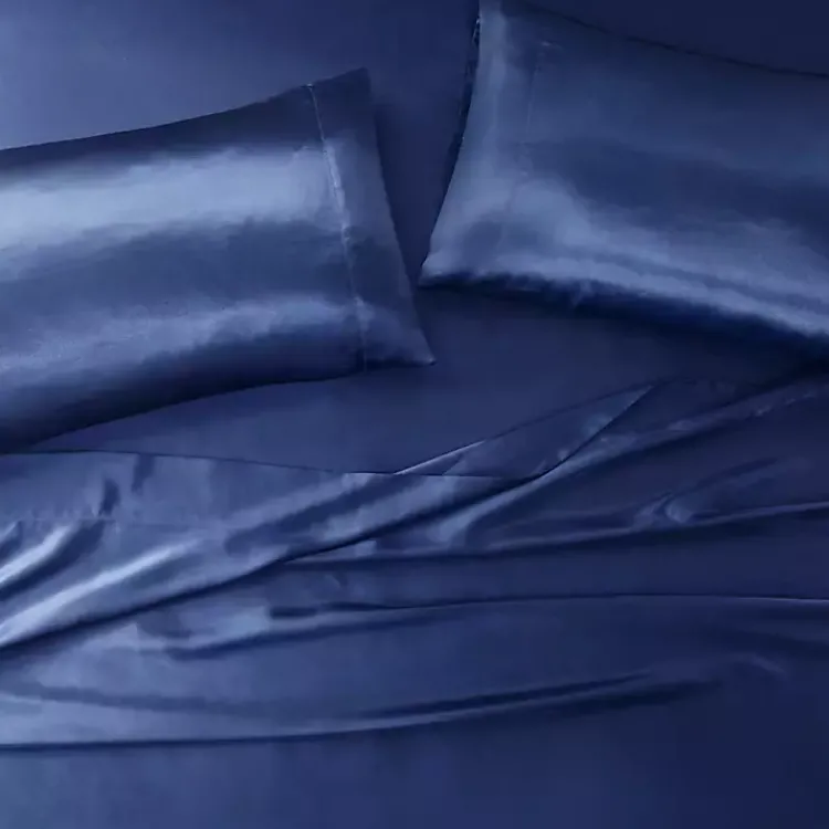 Kirklands Home Navy Satin 6-pc. Full Sheet Set Blue Discount