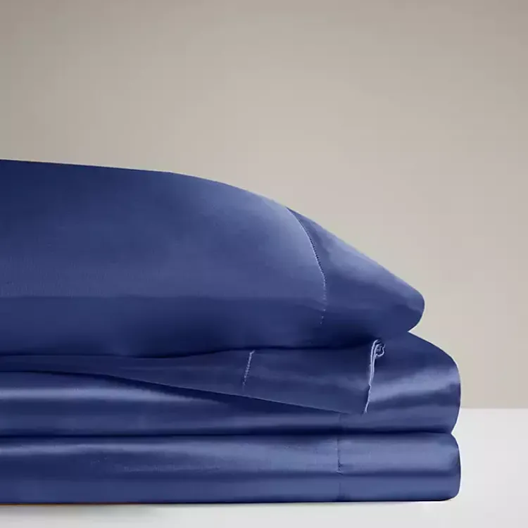 Kirklands Home Navy Satin 6-pc. Full Sheet Set Blue Discount