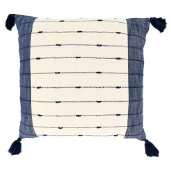 Pillows>Kirklands Home Navy Blue Stripe Tassel Throw Pillow