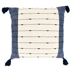 Pillows>Kirklands Home Navy Blue Stripe Tassel Throw Pillow