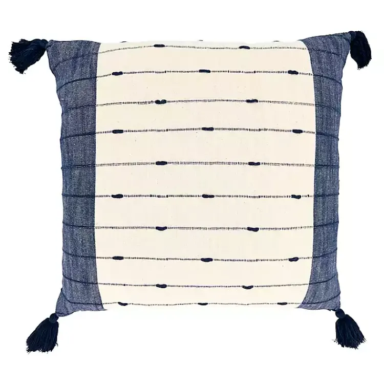 Pillows>Kirklands Home Navy Blue Stripe Tassel Throw Pillow