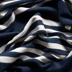 Kirklands Home Navy Blue Striped Tassel Cotton Area Rug, 8x10 Online