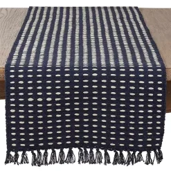 Kirklands Home Navy Blue Tasseled Woven Dash Table Runner Online
