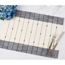 Kirklands Home Navy Blue Thin Stripes Placemats, Set of 4 Outlet