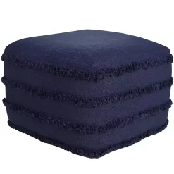 Poufs & Floor Cushions>Kirklands Home Navy Tufted Stripe Cotton Square Pouf Blue