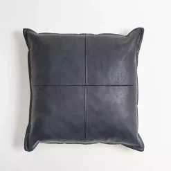 Pillows>Kirklands Home Navy Vegan Leather Throw Pillow Blue