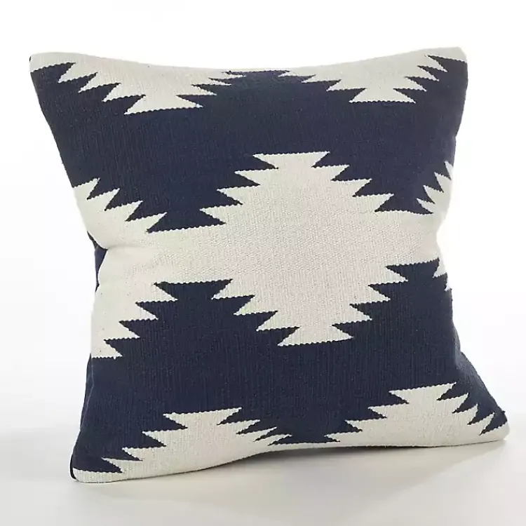 Pillows>Kirklands Home Navy Blue Wool Kilim Outdoor Pillow