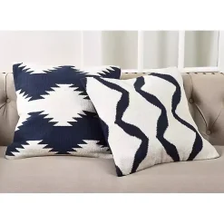 Pillows>Kirklands Home Navy Blue Wool Kilim Outdoor Pillow