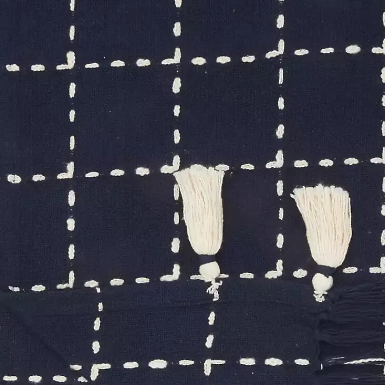 Blankets & Throws>Kirklands Home Navy Woven Checkered Throw Blue