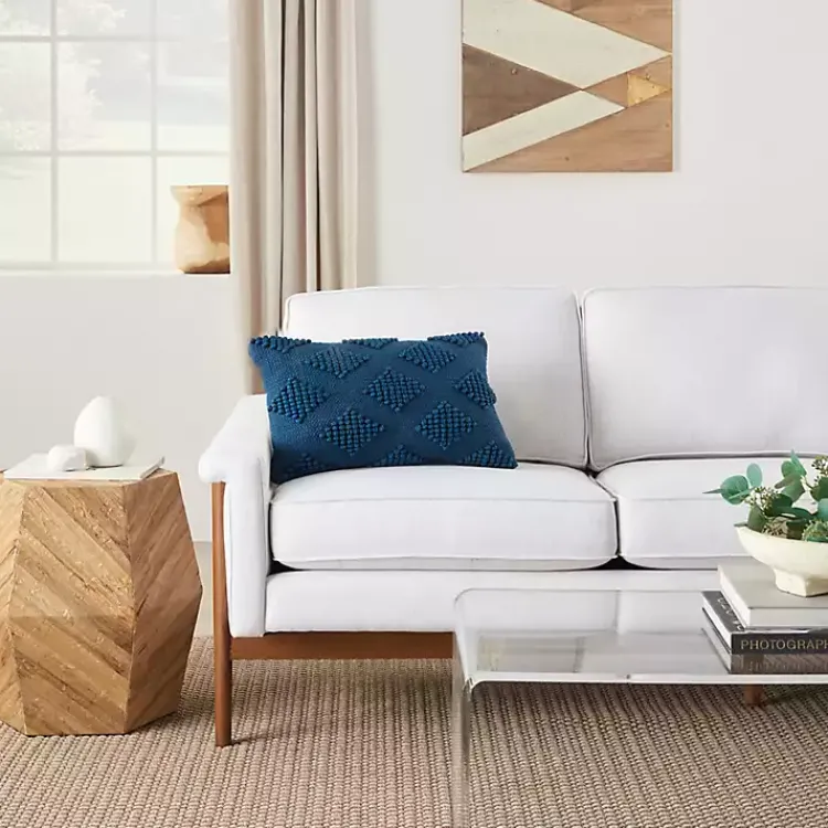 Pillows>Kirklands Home Navy Woven Diamonds Lumbar Pillow Blue