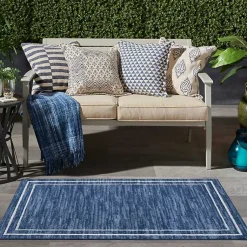Kirklands Home Navy Bordered Indoor/Outdoor Area Rug, 3x5