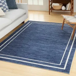 Kirklands Home Navy Bordered Indoor/Outdoor Area Rug, 5x7 Best