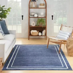 Kirklands Home Navy Bordered Indoor/Outdoor Area Rug, 5x7 Best